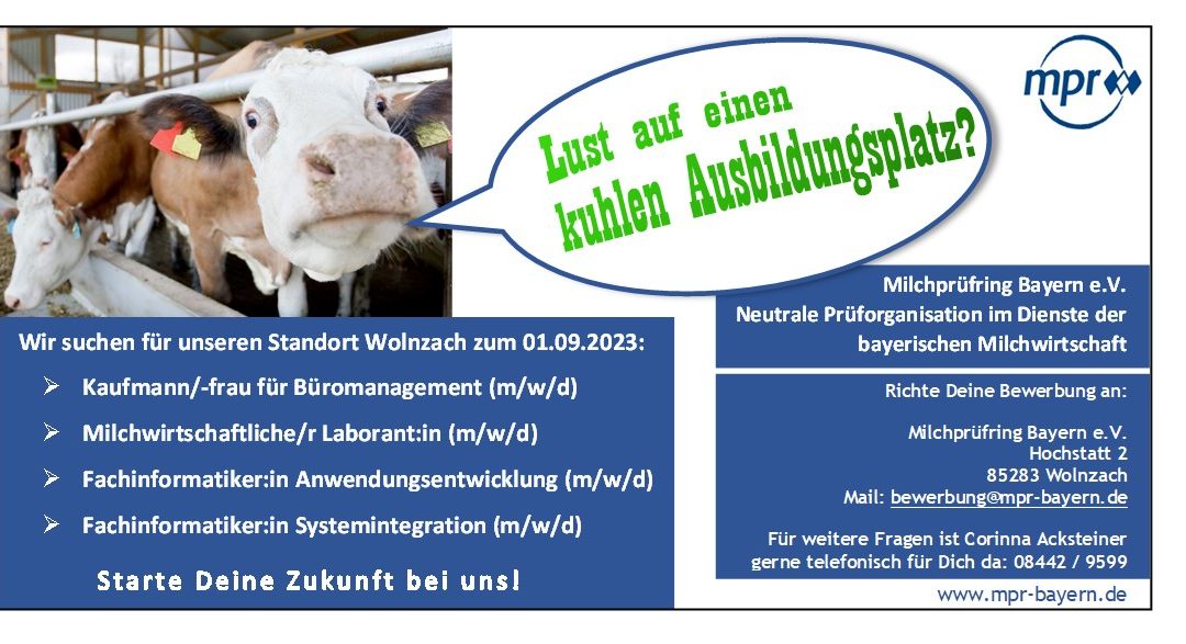 Milchprüfring Bayern e.V.: Von der Ausbildung zum Arbeitsvertrag